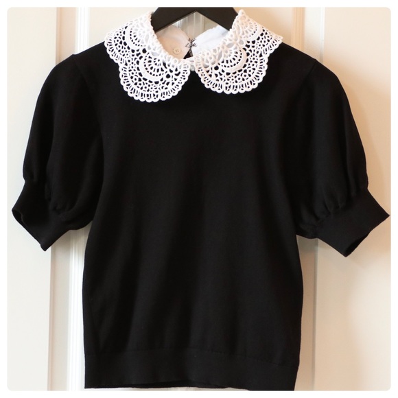 ALICE + OLIVIA Chase Eyelet Collar Sweater - Picture 9 of 12